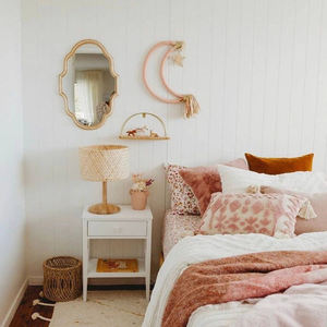Minimalist Crescent <b>Moon</b> <b>Mirror</b> Rattan Decorate Kid Bedroom Nursery Wall Hanging Art Handcrafted Wicker Decorative Ornament - Product Image 3