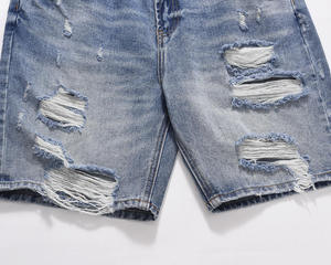 Men's Distressed Denim <b>Shorts</b> Straight Leg Mid Waist Ripped Washed Cotton Casual Summer Style - Product Image 4