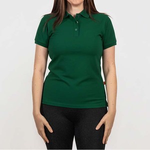 Polo vert pour femme, manches courtes, couleur unie, tissu tricoté, style décontracté, logo sur la manche gauche - Product Image 6