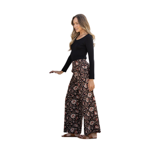 Pantalones de mujer al por mayor ODM, estampados, de cintura elástica, casuales de verano, de corte holgado y pierna ancha - Product Image 5