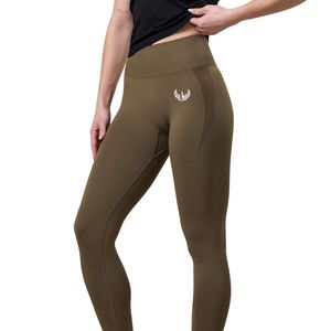 Legging léger marron olive pour femme, coupe compressive, taille haute, extensible, pour l'entraînement, le yoga et les activités sportives - Product Image 3