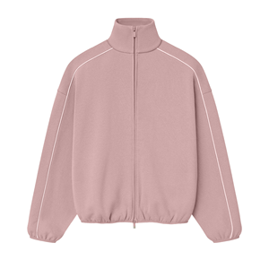 Oversized Fleece Zip-Up Jacket Solid Stand Collar Casual Unisex Regular Sleeve Breathable Autumn Knitted Top - Product Image 1