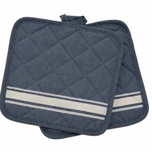 Manchette de four carrée en lin et coton gris uni, double face, 100 % biologique, avec rembourrage isolant thermique, pour Noël - Product Image 1