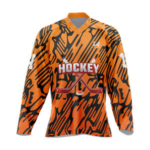 Maillots de hockey sur glace personnalisés imprimés par sublimation, 100% polyester respirant, pour adultes, unisexes, uniformes professionnels d'équipe de hockey sur glace - Product Image 1