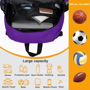 Sac à dos de sport unisexe imperméable avec grande capacité, caractéristiques durables et compartiment séparé pour chaussures, sac de football personnalisé - Product Image 2