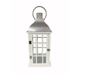 Venta al por Mayor de Hermosas Linternas de Metal y Vidrio Ecológicas y Portátiles con Acabado Blanco para Decoración del Hogar - Product Image 5
