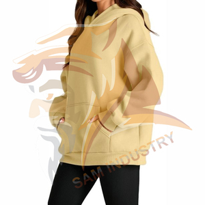 Premium Heavyweight Oversized 100% Cotton Embroidered Hoodie Custom Logo <b>Drop</b> Shoulder Streetwear Hoodies - Product Image 4