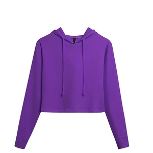 Women's Autumn <b>Winter</b> Breathable Embroidered Hooded Crop <b>Top</b> with Custom Logo Knitted Fabric Multi-Color - Product Image 5