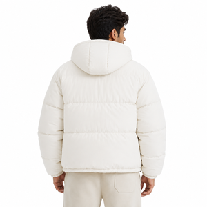 Custom Hooded Puffer Jacket Windproof Polyester <b>Bubble</b> Casual Winter <b>Coat</b> Zipper Front Logo Design Wholesale Men's Jackets USA - Product Image 3