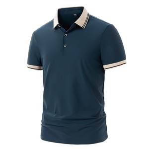 <b>Men's</b> Solid Polyester Ice Silk <b>for</b> <b>Shirt</b> Quick Dry Breathable Short Sleeve Contrast Collar Business Casual Summer Wear Front - Product Image 3