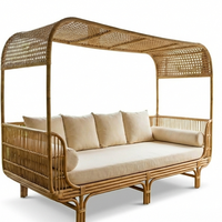 Chaise longue de plage en rotin ECONA - Portable, durable, résistante aux UV, écologique, chaise longue d'extérieur avec coussins