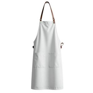 Tablier blanc en coton avec 1 poche, lavable en machine, pour la cuisine et l'usage quotidien, style simple, tabliers tissés - Product Image 2