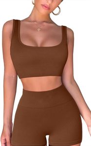 Conjunto Deportivo Personalizado al por Mayor para Mujer, Top Deportivo Sólido de Alta Calidad, Pantalones Cortos de Cintura Alta para Gimnasio y Fitness - Product Image 4
