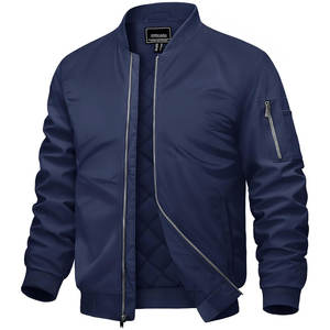 Veste bomber d'hiver pour homme Eshel Intl en cuir PU, col montant, fermeture éclair, coupe ajustée, décontractée, pour l'extérieur, taille personnalisée, broderie de logo personnalisée, faible MOQ - Product Image 1