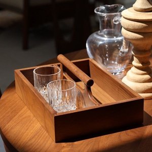 <b>Wood</b> caddy handmade <b>rustic</b> wooden organizer storage box kitchen utensil holder portable handle home decor accessory - Product Image 4