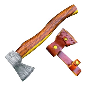 Hache artisanale en acier Damas forgé sur mesure, acier à haute teneur en carbone, manche en bois, hache industrielle en acier Damas pour le bricolage, à vendre - Product Image 5