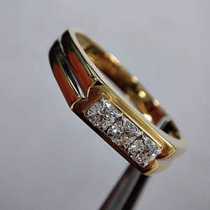 18K Solid Yellow Gold Lab Grown Diamond <b>Men</b> 3-Stone Band <b>Ring</b> 0.30ct Channel Set Heavy 8g Fine Jewelry <b>For</b> Wedding - Product Image 6