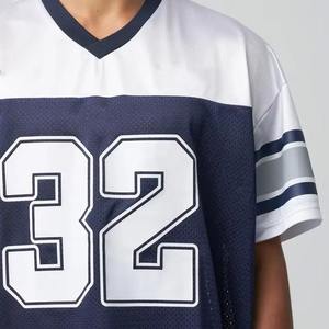 Venta al por mayor 2026 Top corto unisex personalizado con cuello en V, estampado sublimado, antibacteriano, de secado rápido, holgado y de corte cuadrado, de malla para fútbol - Product Image 6