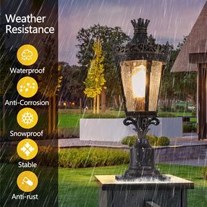 Lanterna da Esterno Vintage Crown 22 Pollici con Paralume in Vetro Trasparente e Base in Metallo Anticato, Lampada da Tavolo Decorativa Impermeabile - Product Image 4