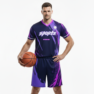 Uniforme de Fútbol y Baloncesto Personalizado con Nombre de Equipo, Camiseta Transpirable de Cuello en V y Manga Corta con Pantalones Cortos en Color Personalizado al por Mayor - Product Image 2