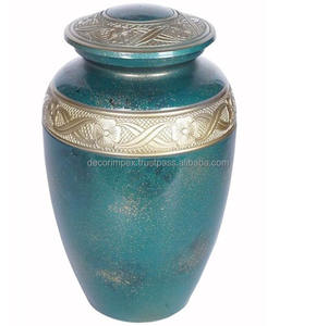 Recién lanzado, azul clásico con un patrón de crujido blanco o plateado. Urna de metal para cenizas humanas y urnas funerarias - Product Image 2