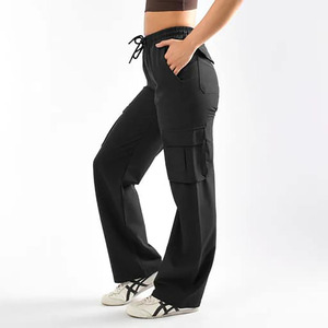 Pantalones Deportivos Anchos de Nylon/Algodón para Mujer, Estilo Hip Hop, Color Negro, Diseño Coreano, Joggers Holgados, Pantalones Cargo - Product Image 3