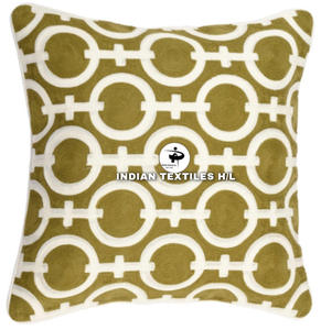 Luxury Wool Cushion Cover Kashmiri Embroidery Handmade Chain Stitch Geometric Vintage Design Hot Decorative <b>Throw</b> <b>Pillows</b> - Product Image 5