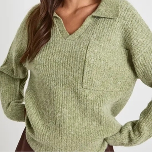 Pull en tricot pour femme, col rond, ample, manches longues, couleurs contrastées, pour l'automne et l'hiver, vente en gros - Product Image 4