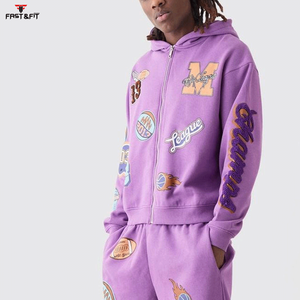 Survêtement unisexe imprimé à capuche, tendance hiver, décontracté, uni, 100% coton, tissu confortable, antibactérien, écologique - Product Image 3