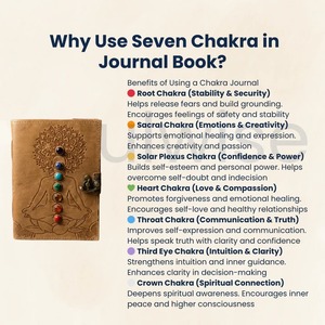 Manifestation Journal Leather Bound Diary with Seven <b>Chakra</b> Crystal Lock Closure - Product Image 6