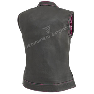 Chaleco de Cuero para Mujer, Chaleco de Motociclista Genuino, Chaleco de Moda para Motociclismo, Ajuste Cómodo y Duradero - Product Image 5