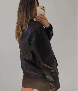 Sustainable OEM Service Customizable Bulk Quantity Women Leather Jacket Winter Durable Breathable Thick Hooded - Product Image 3