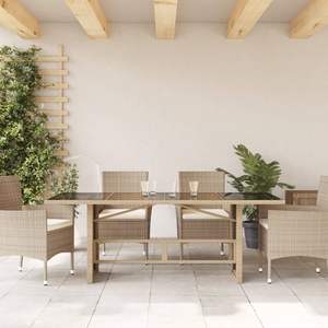 Table de jardin en rotin PE beige pour l'extérieur - Product Image 3