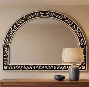 Bohemian Hexagon Wooden Wall <b>Mirror</b> With Leaf Inlay Design Handmade Decorative <b>Mirror</b> For Home Interior - Product Image 5