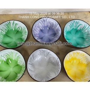 สินค้าขายดี ชามเปลือกมะพร้าว สีเขียวมรกต โทนสีมหาสมุทร เป็นมิตรกับสิ่งแวดล้อม ชามเปลือกธรรมชาติ ของที่ระลึก ชามพรีเมียม ภาชนะบนโต๊ะอาหารสไตล์เกาะ - Product Image 2