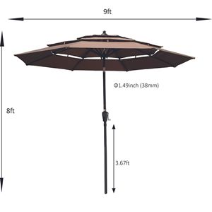 Ombrello da Patio esterno a 3 livelli da 9 piedi con inclinazione a manovella prese d'aria per giardino ponte sul retro piscina ombreggiante piscina - Product Image 5