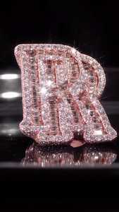 Custom Initial RR Letter <b>Ring</b> <b>925</b> <b>Silver</b> 10K Gold Hip Hop Men's Iced Out Lab Diamond Jewelry Pass Test D Color 3D Initial Bling - Product Image 4