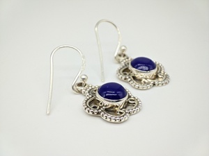 ต่างหูลาพิส ลาซูลีธรรมชาติ เงินแท้ 925 งานแฮนด์เมด เครื่องประดับผู้หญิง สไตล์โบฮีเมียน ต่างหูพลอยแท้ ขายส่ง - Product Image 5
