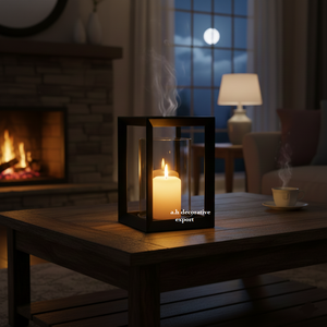 Modern Industrial Matte Black Metal <b>Lantern</b> with Cylinder Glass Hurricane Farmhouse Home Decor Tabletop <b>Candle</b> <b>Lantern</b> - Product Image 4