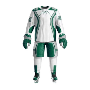 Ensemble d'uniformes de hockey sur glace personnalisés, blanc et bleu, maillot sublimé, shorts, gants, patins, vêtements de sport pour hommes, toutes saisons - Product Image 3