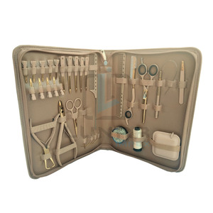 New Custom Manufacturing Hair Extension Tools Kit With Multi Hair Styling Accessories In <b>Neutral</b> Beige Color - Product Image 2