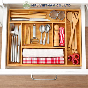 Bandeja para Cubiertos de Bambú Estilo Americano, 1 Compartimento, Ajustable, Extensible, Apta para Lavavajillas, Ecológica, Duradera, para Escritorio - Product Image 4