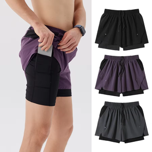 Shorts de sport double couche pour homme, respirants et à séchage rapide, pour la course en extérieur et le fitness estival - Product Image 1