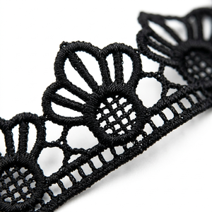 Dentelle Guipure GPO de Luxe Noire Géométrique Écologique 15mm, Personnalisable, OEM Disponible, Emballage de 20 Mètres, pour Encolures de Lingerie - Product Image 3