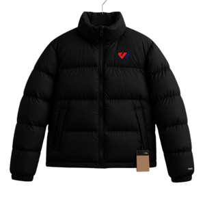Blouson matelassé d'hiver pour homme à col montant, coupe-vent respirant avec fermeture éclair, logo vintage sur le devant, idéal pour les activités de plein air et les tenues décontractées ou sportives - Product Image 6