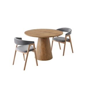 Ensemble de salle à manger rond en teck contemporain ARTERRA Premium, table et chaises modernes pour hôtel - Product Image 2
