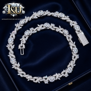 Ensemble collier et bracelet maille cubaine en argent 925 plaqué rhodium, moissanite haute qualité effet glacé, 18 mm, unisexe, bijoux hip-hop pour mariage - Product Image 4