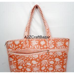 Handmade Classy Laptop <b>Bag</b> 100% Cotton Hand Block Print Quilted Zipper Closure <b>Large</b> Capacity Office Laptop And School <b>Bag</b> - Product Image 6