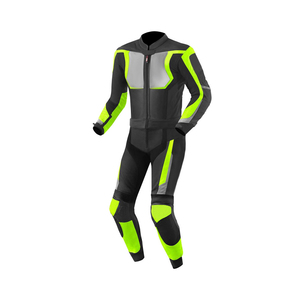 Combinaison de course moto personnalisée pour garçons, manches longues, haute protection, en cuir respirant, noir et vert fluo, 220g, toutes tailles - Product Image 2