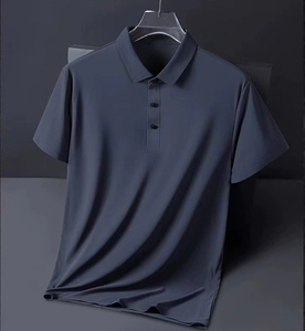 Chemise en coton vert sarcelle pour homme, manches courtes, tricotée, coupe classique, couleur unie, décontractée, sérigraphiée, teinte unie, col rond, séchage rapide, 180 grammes - Product Image 5